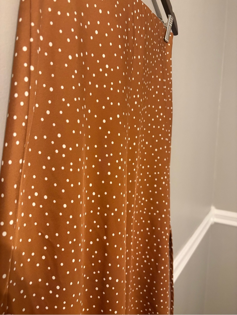Target Brown Polka Dot Midi Skirt Slit High Rise Size M - Picture 3 of 10